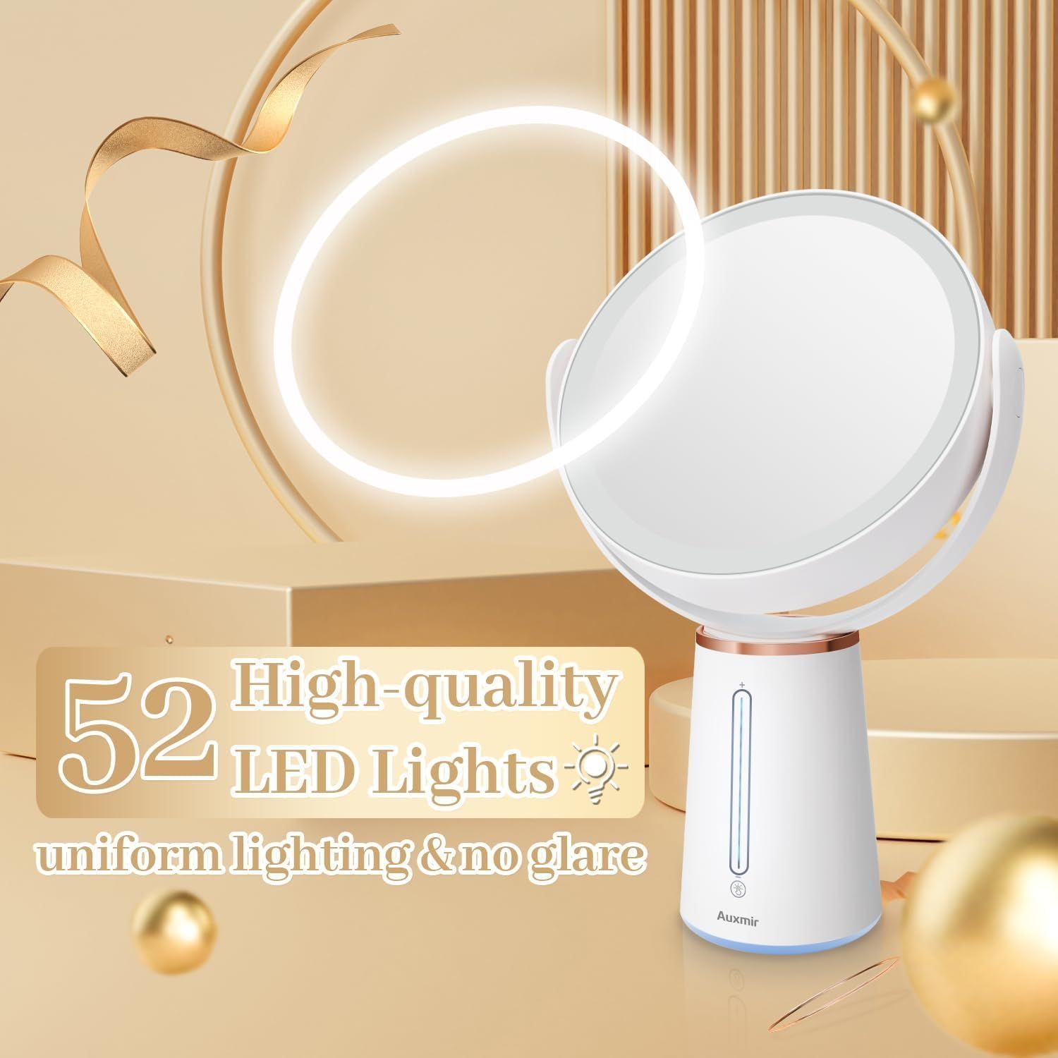 Auxmir Lusterko do makijażu z LED, 10x powiększające, 360°
