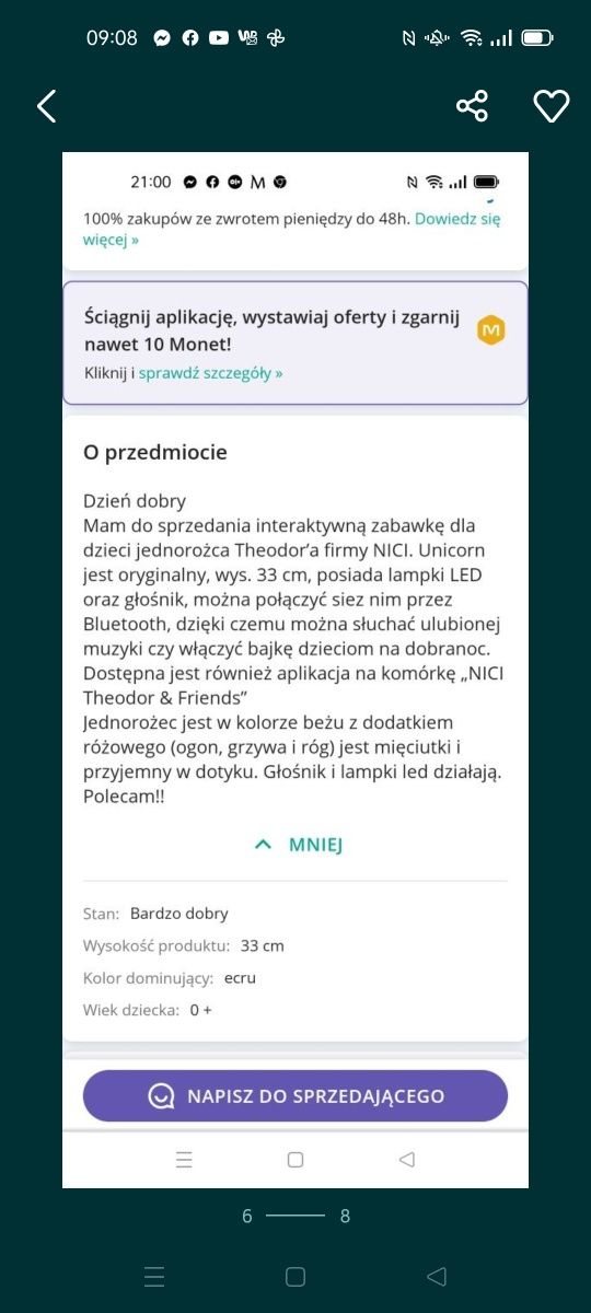 Prezent maskotka Głośnik bluetooth Nici 2 Rainbow Jednoro