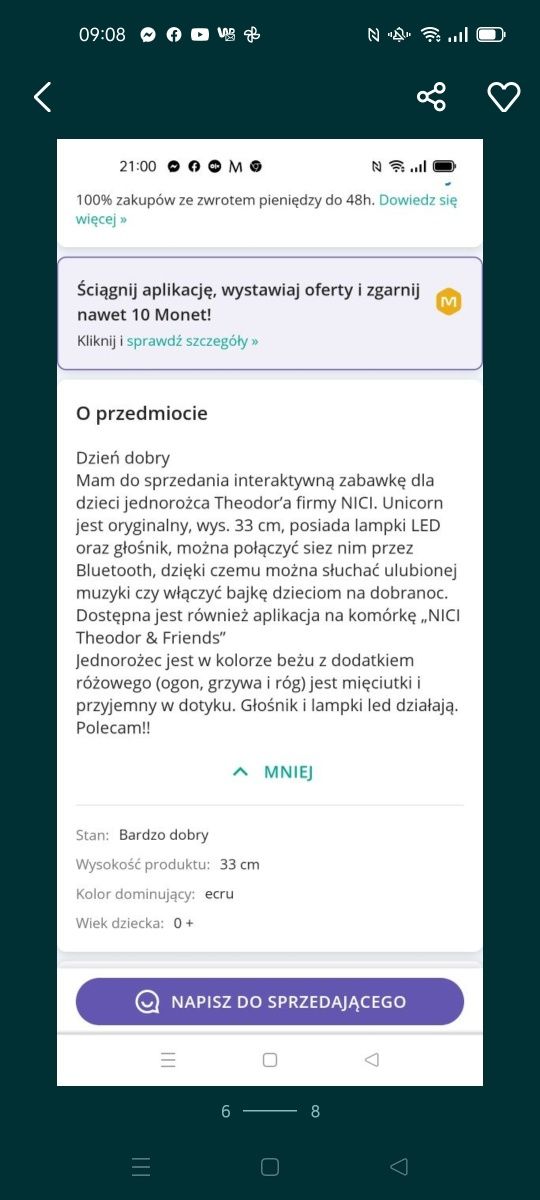 Prezent  Walentynkowy Głośnik bluetooth Nici 2 Rainbow Jednorożec