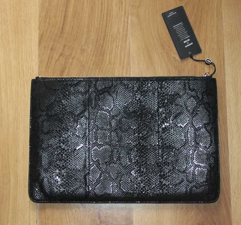 ochnik  etui torebka pokrowiec na laptopa skóra czarna lauren hilfiger