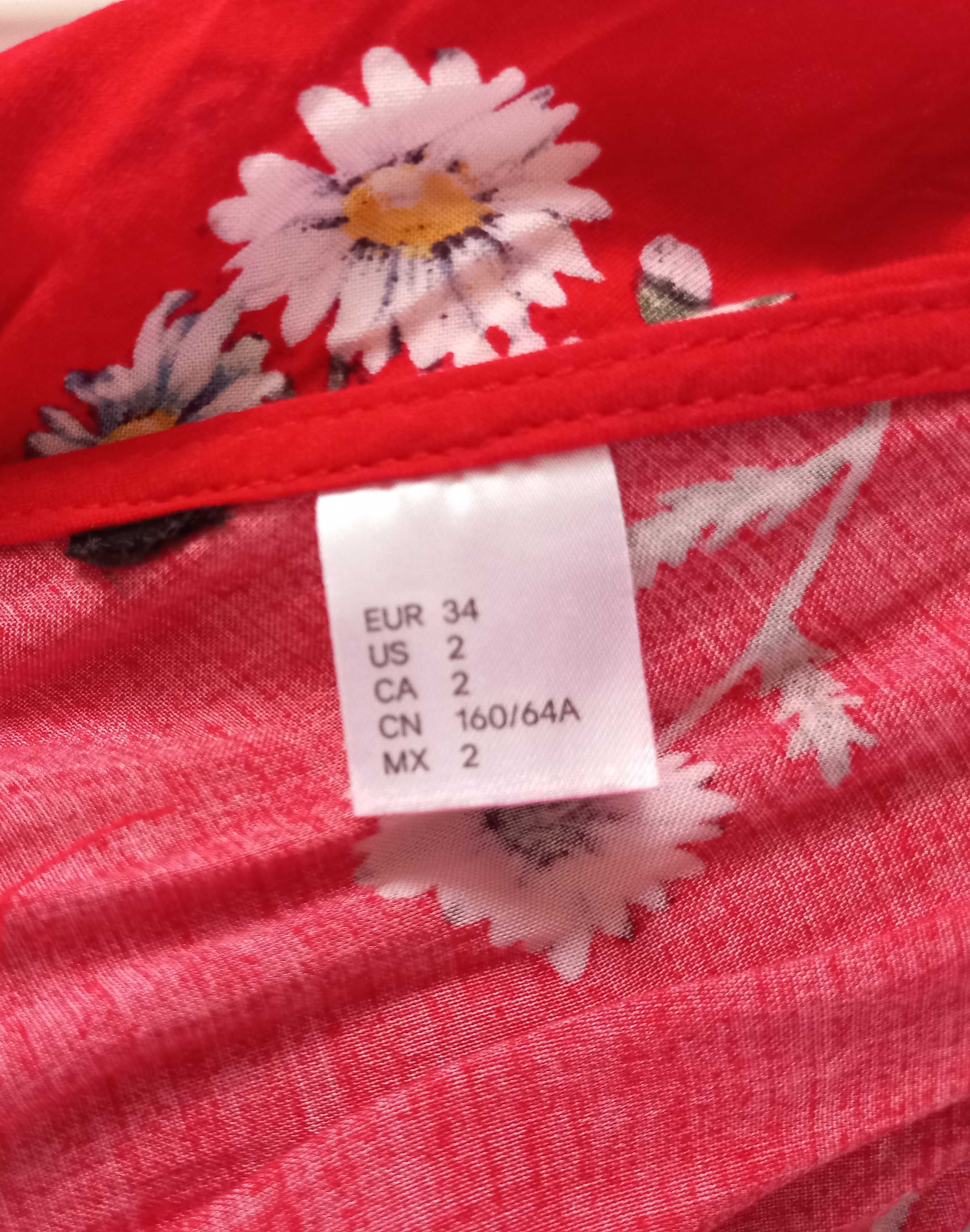 kombinezon kwiaty czerwony h&m rozmiar XS