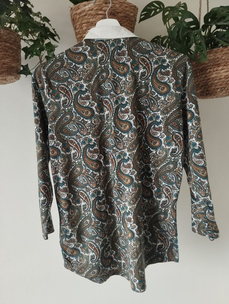 Bluzka z kołnierzykiem w orientalny print, listwa guzikowa r. 38 Tommy