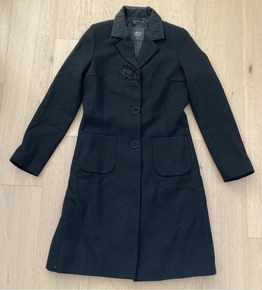 Płaszcz elegancki jesienny czarny Simple rozmiar 36 !!!