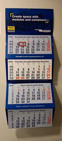 Kalendarz trójdzielny 2024 3-dzielny nowy rok