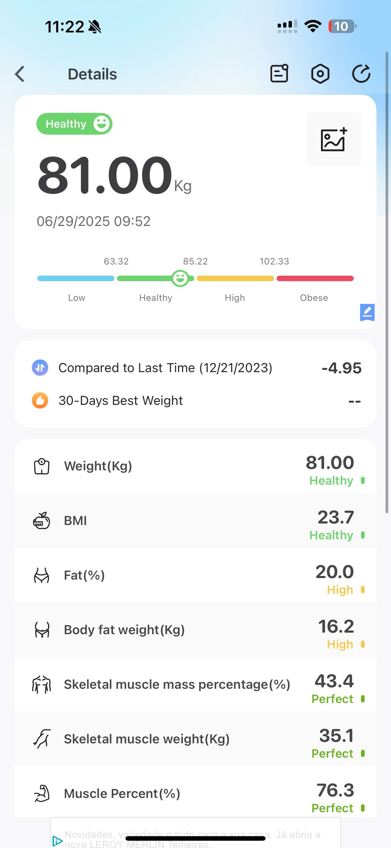 Balança digital inteligente com app – até 180kg