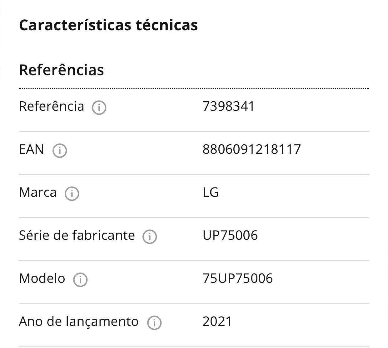 Tv LG com 2metros “75” polegadas