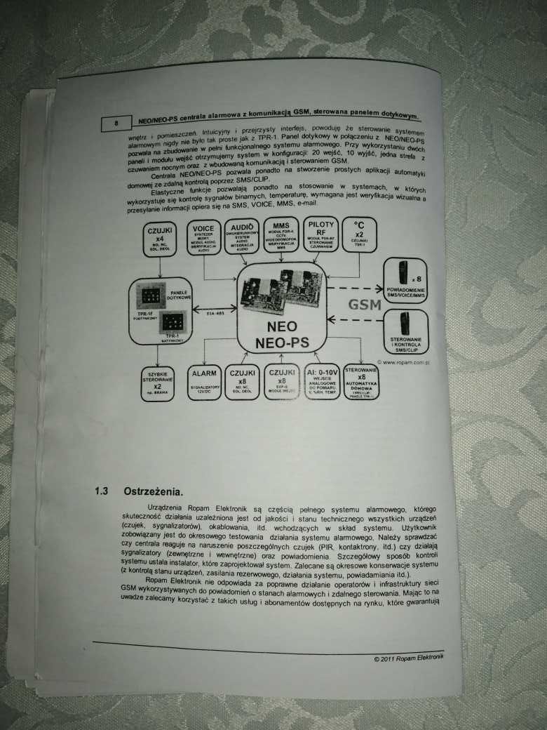 Alarm Ropam Elektronik NEO/NEO-PS z panelem dotykowym TPR-1/TPR-1F