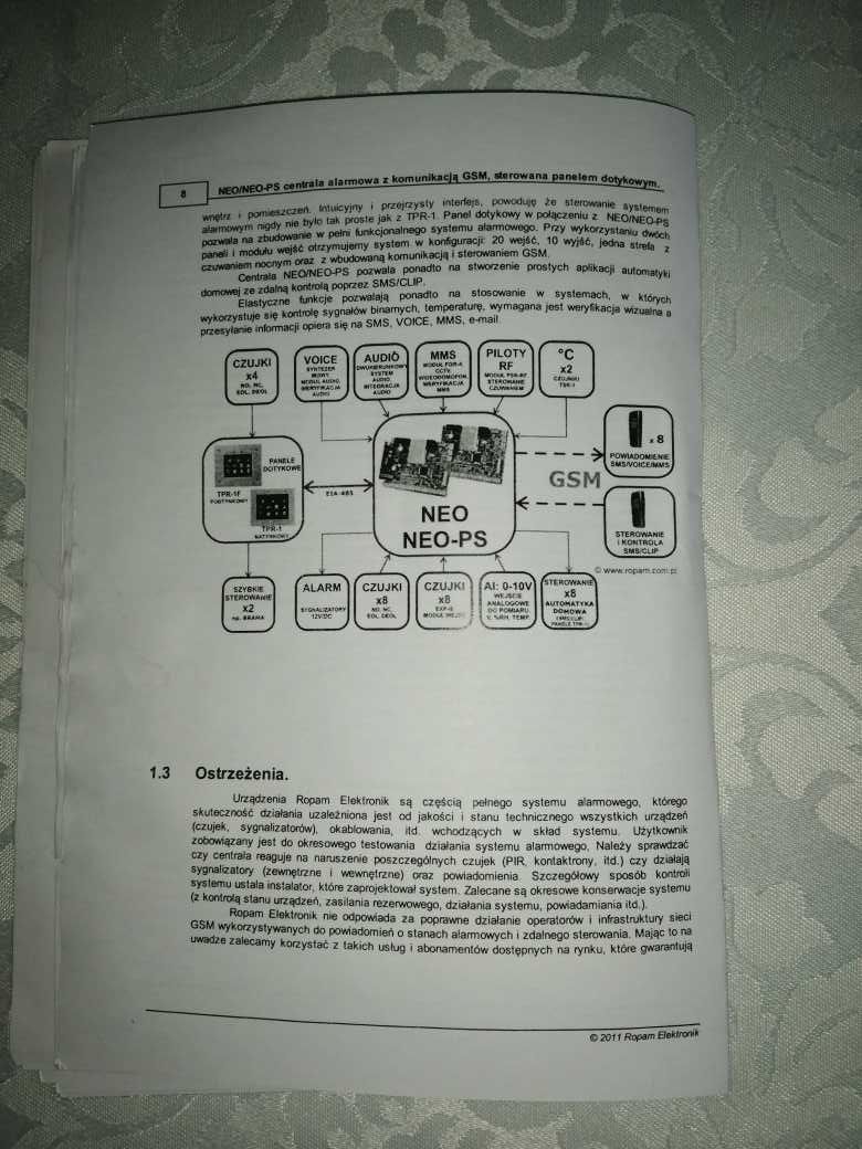 Alarm Ropam Elektronik NEO/NEO-PS z panelem dotykowym TPR-1/TPR-1F