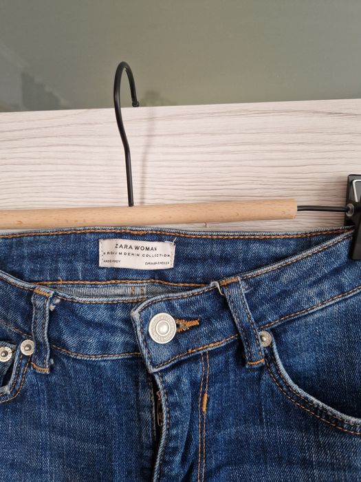 Spodnie jeansowe zara r.xs granatowe rurki premium jeans