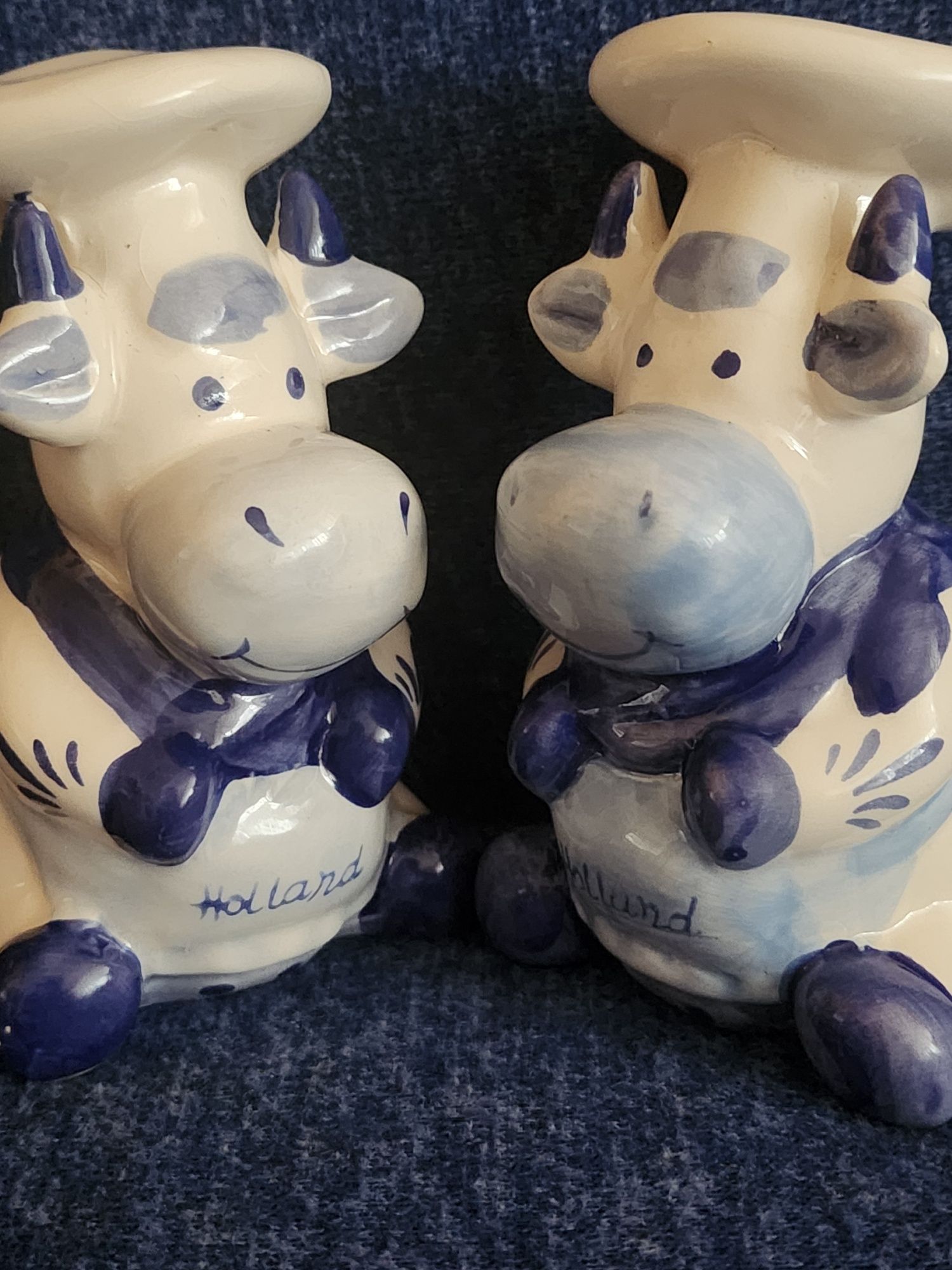 Zestaw figurka KRÓWKI - Pieprz i Sól ceramika DELFT.- Holandia