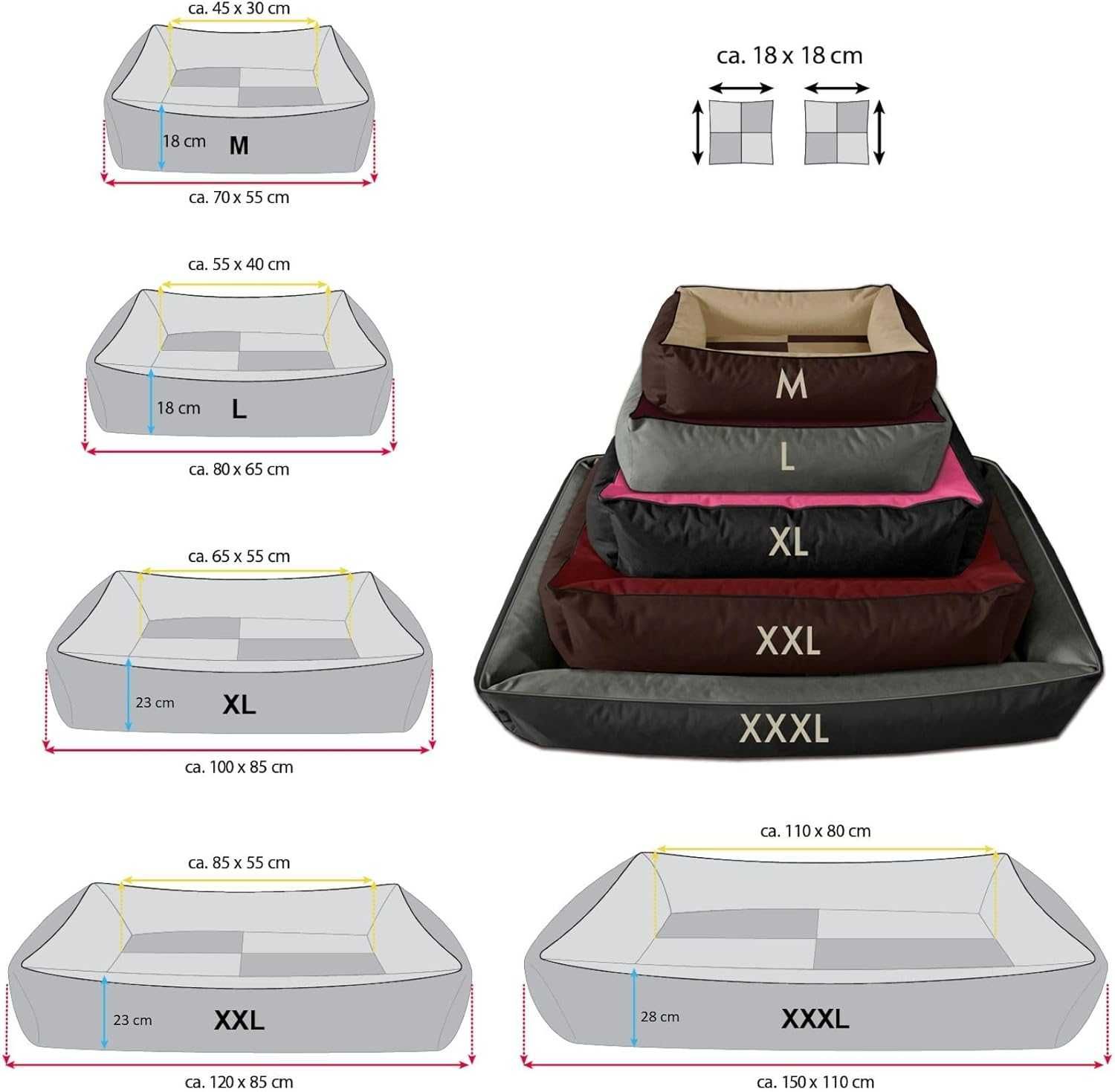 Legowisko dla PSA BEDDOG XXL 2w1 120x85 Szary/Antracyt