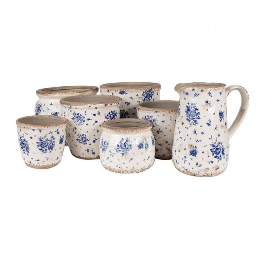 Donica osłonka ceramiczna w niebieskie róże 12x10cm.  6CE1659S