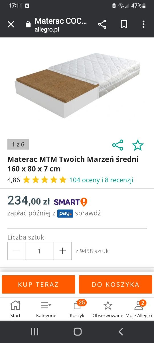 Łóżko policja z materacem