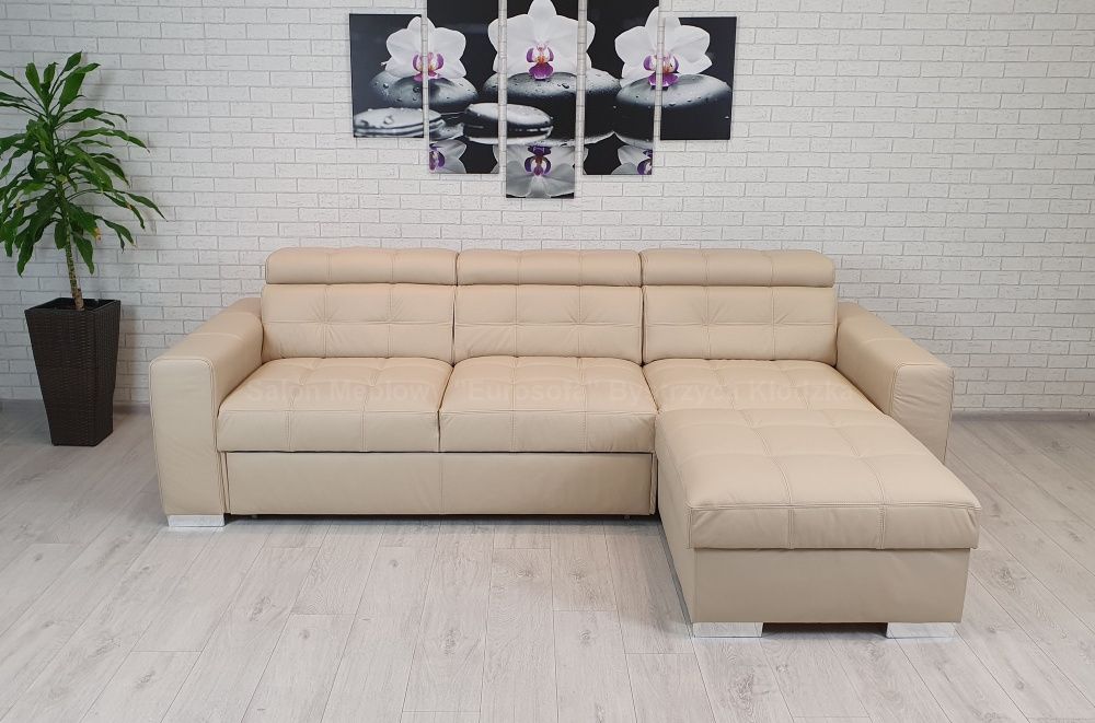 Skóra naturalna narożnik 270x167cm, rogówka, skórzany, sofa