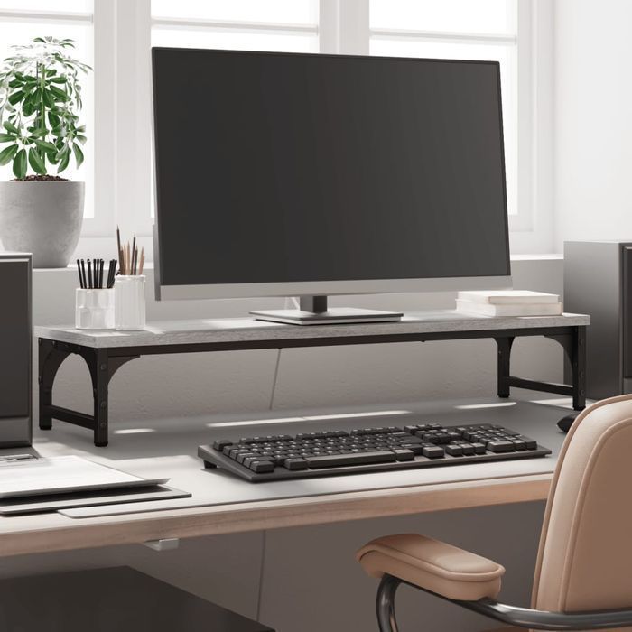 Vidaxl Podstawka Pod Monitor, Szary Dąb Sonoma, 85X23X15,5 Cm