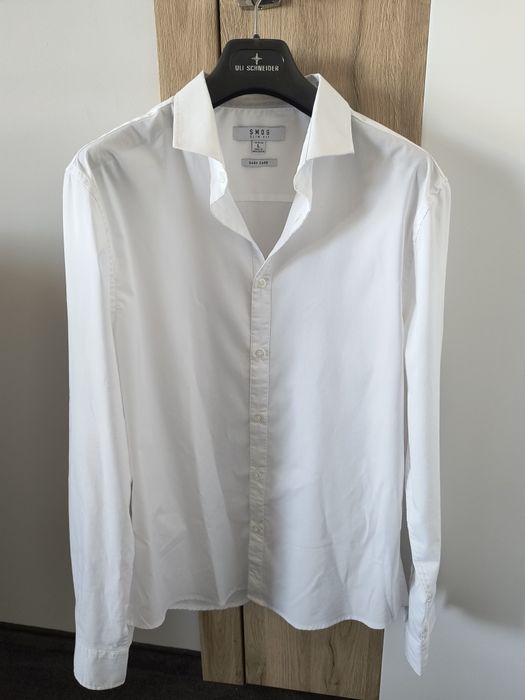 Biała koszula męska chłopięca rozmiar L Smog Slim.