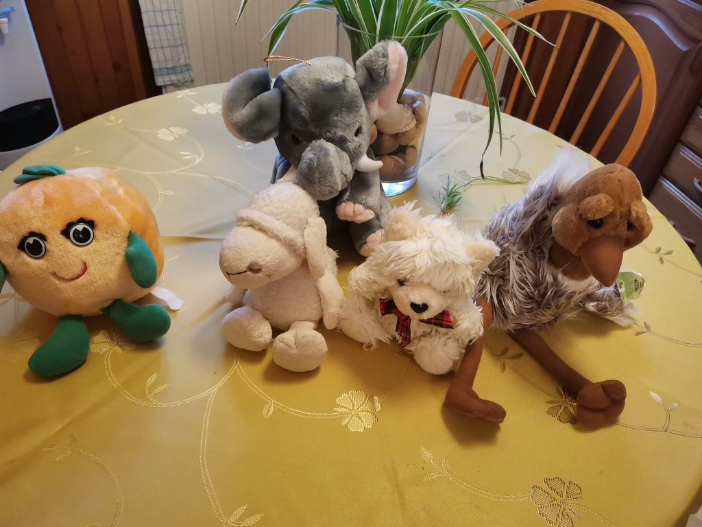 Pluszaki zestaw miś słoń strus owieczka pomaranczko