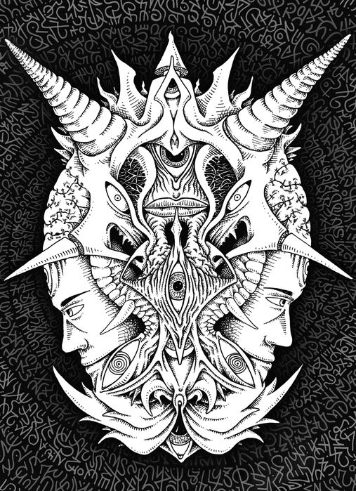 Obraz "SPOJRZENIA" 40x30 Abstrakcja Surrealizm  Polska grafika w ramie