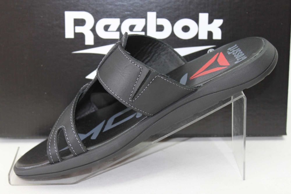 Reebok — кожаные сабо шлёпанцы шлепки ляпанці шльопанки (R-33черные)