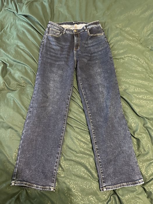 Жіночі джинси труби сині стрейч