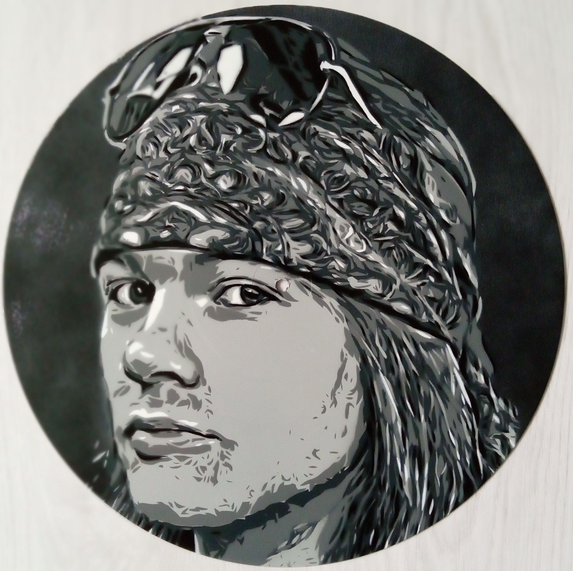 Axl Rose pintura original em disco de vinil