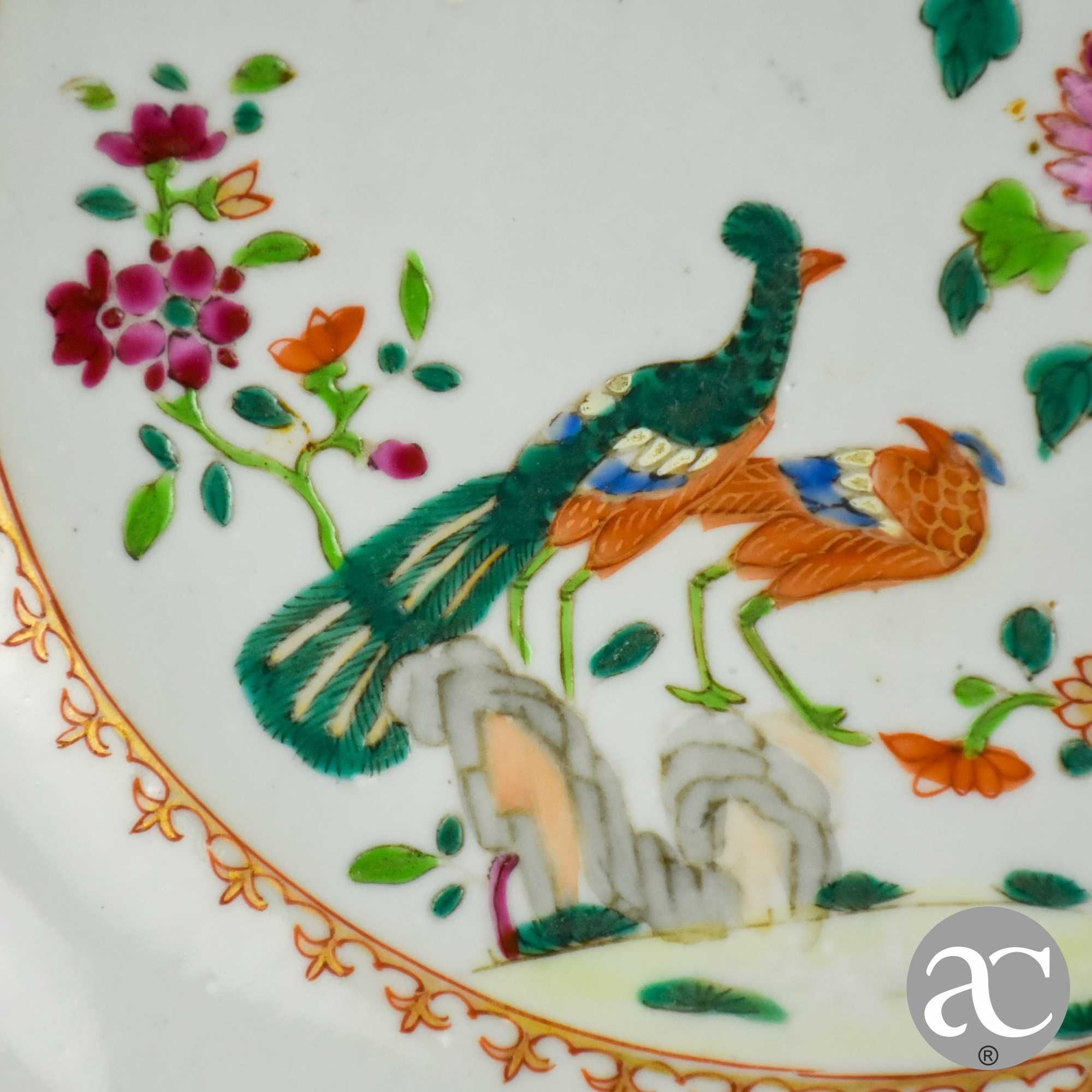 Prato Companhia das Índias, decoração dos pavões, Qianlong, séc. XVIII