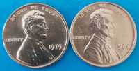 Lote 2 Moedas de One Cent de 1979  dos USA Abraham Lincoln