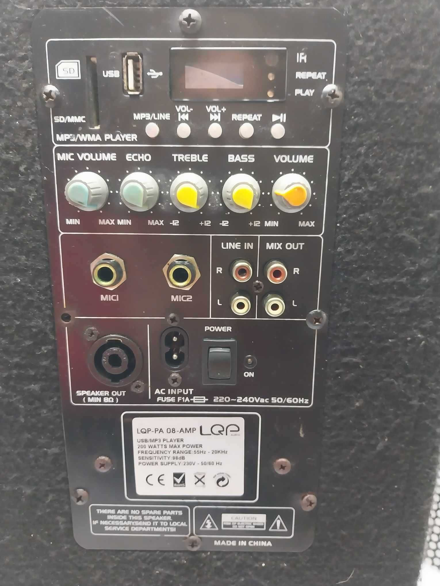 Głośnik aktywny kolumna monitor odsłuchowy karta SD USB  LPQ-PA 08 AMP