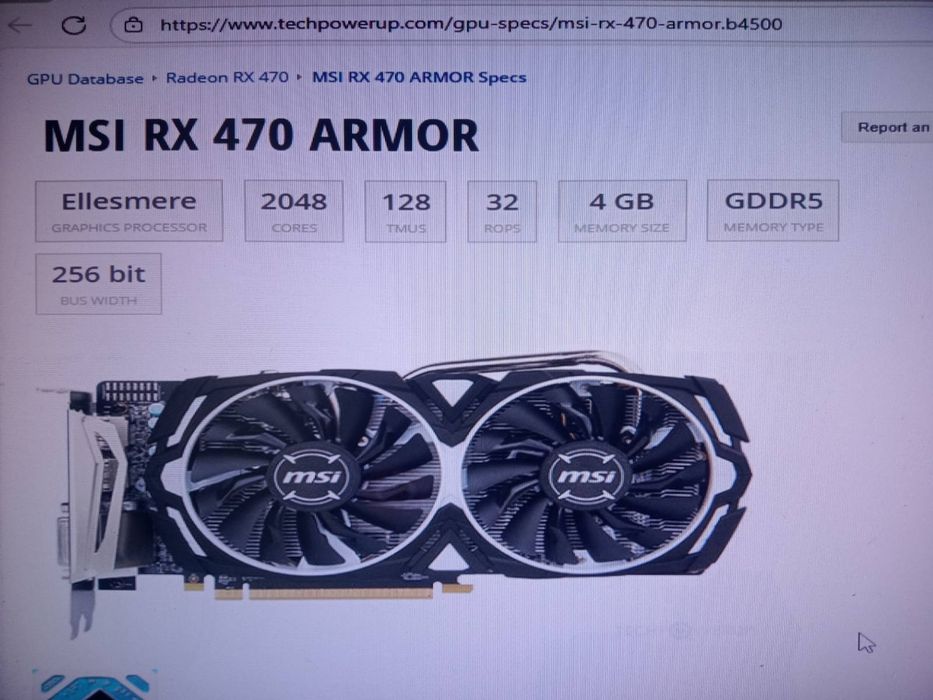 Відеокарта Rx 470 msi armor