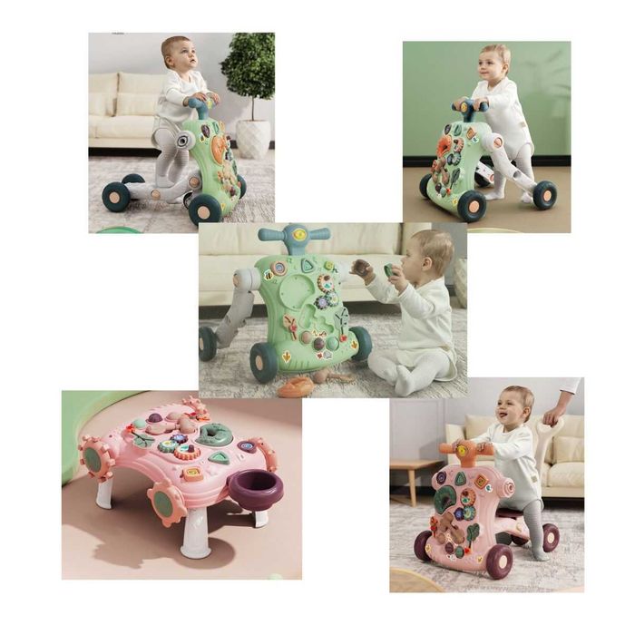 5W1 Chodzik, pchacz, rowerek, hulajnoga, stolik to zabawy