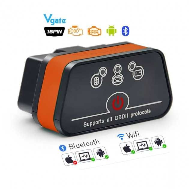 Автосканер VGate iCar 2 Bluetooth / WiFi с кнопкой OBD2 ELM327