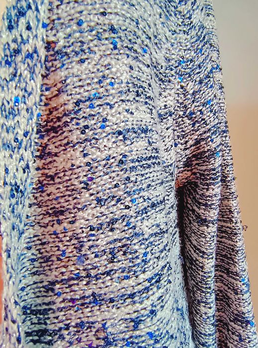 Sweter bez zapięcia kardigan XL 2XL błyszczący cekiny ażurowy święta