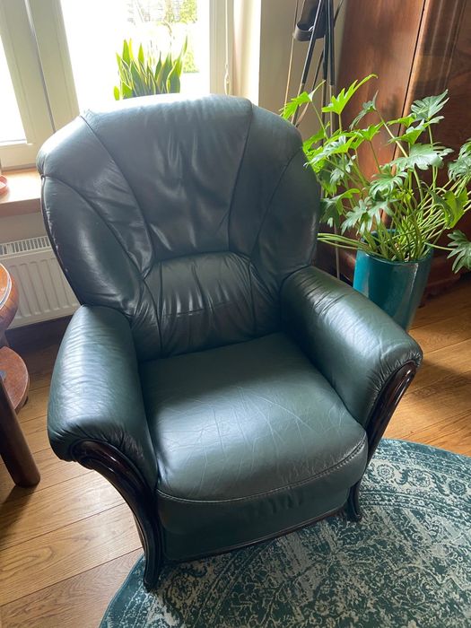 Zestaw wypoczynkowy skórzany, fotele plus sofa