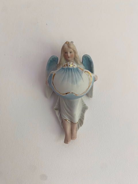 stary przedwojenny ANIOŁ na wodę św.ięconą * Porcelana ANTYK *UNIKAT