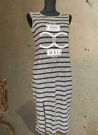 Sukienka letnia dress dopasowana szara siwa ramiączka długa maxi 38 M