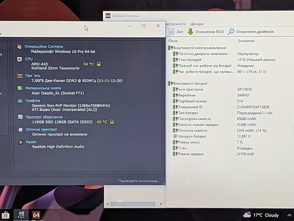 Продам ноутбук Acer Aspire V5-552p з сенсорним екраном.