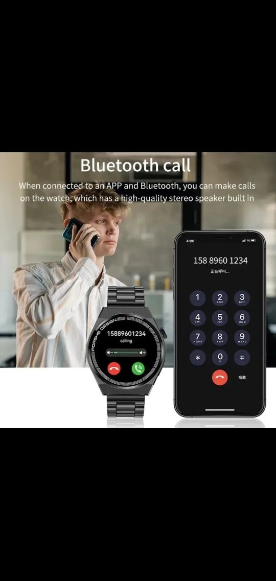 smartwatch nowy. czarny. wodoodporny IP67