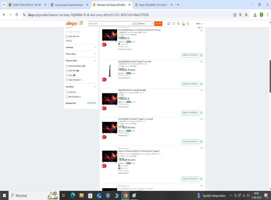Telewizor SHARP 50GL4060E 50" LED 4K HDMI TV Nowy, Nieużywany 50 Cali