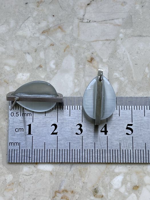 Elegancki kolczyki krople stał nierdzewna i szkło