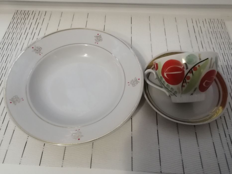 Фарфор/порцеляна. Чайна пара+тарілка. Сумський ФЗ.
