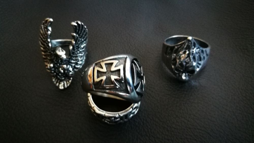 Motocyklowy stalowy pierścień sygnet krzyż maltański chopper Harley