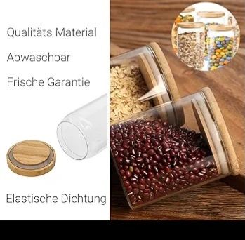 Zestaw do przechowywania żywności 12 pojemników szklanych 150ml bambus