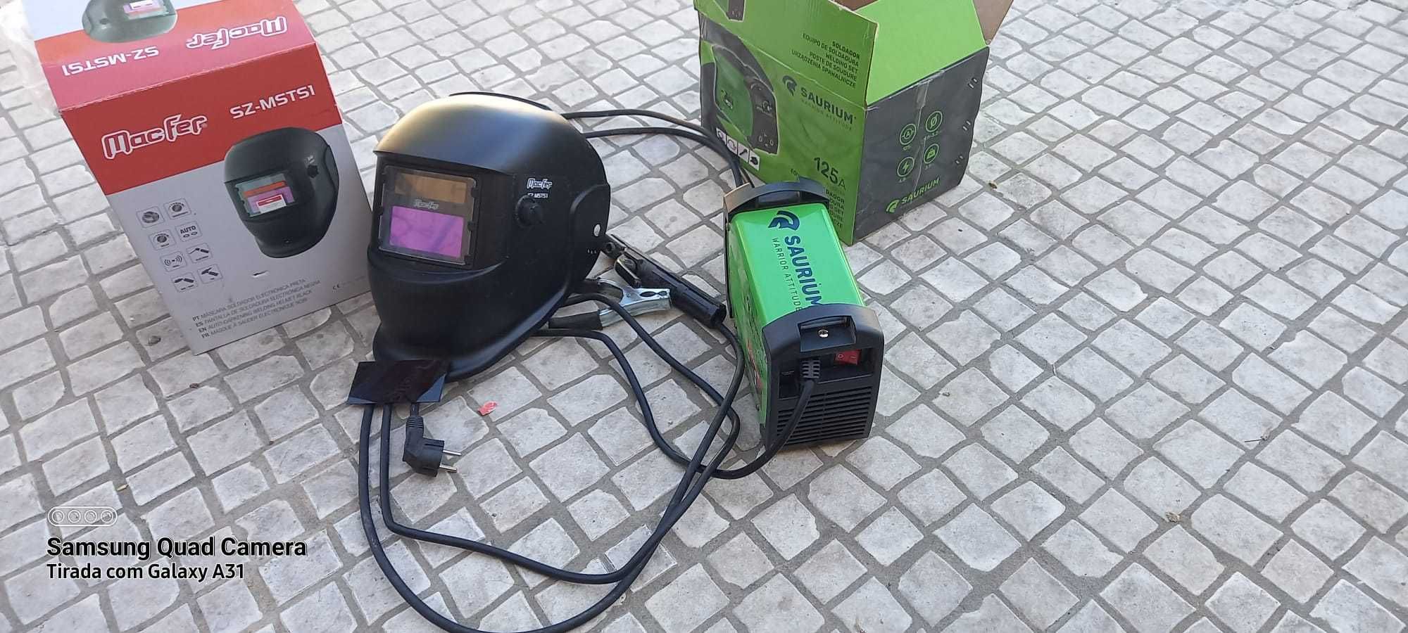 Máquina de Soldar MMA-125A 125A + Capacete Macfer NOVO + Elétrodos