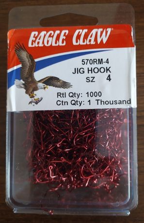 1000 sztuk- Haki Jig Eagle Claw 570 RED roz.4- 1000 sztuk