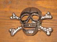 Klamra metalowa do paska pasek stal czaszka szkielet skull motocyklowa