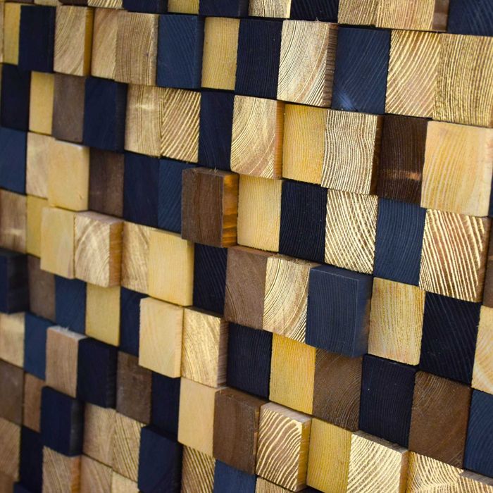 Drewniana ścienna rzeźba artystyczna - mozaika