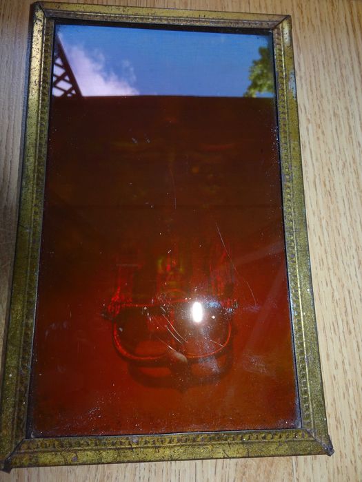 Hologram, obraz holograficzny, lata 70, brązowy krucyfiks, UNIKAT