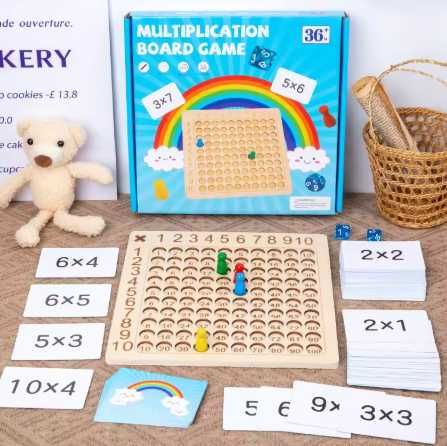 Nauka tabliczki mnożenia, matematyki, gra edukacyjna, zestaw,drewniana