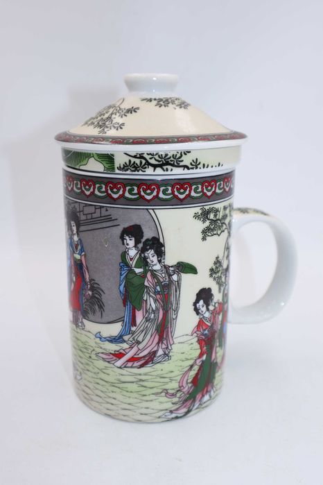 KUBEK do herbaty z pokrywką i ceramicznym sitkiem B072403