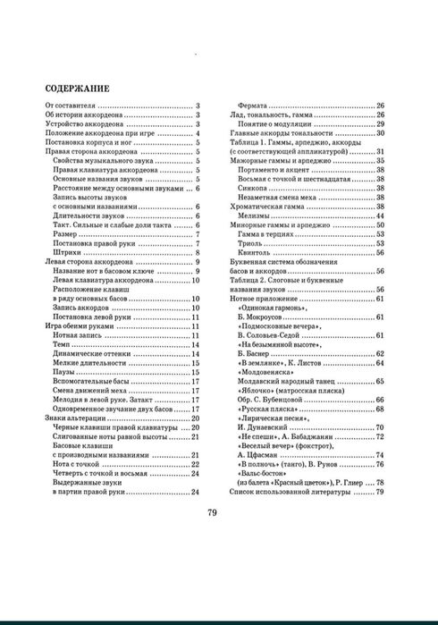 Ноты для аккордеона
Самоучитель игры на 
аккордеоне.
Содержание на фот